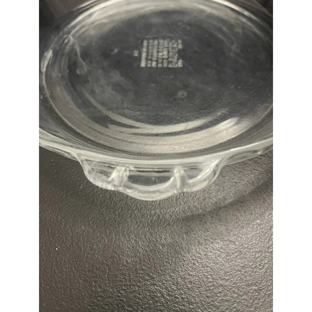 Pyrex 229 Clear Glass Pie Plate 9.5 Inch 24cm Round Scalloped Handles Vintage